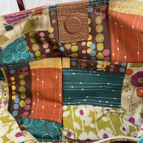 NWOT Fossil canvas and leather shoulder bag in burnt orange - Picture 9 of 9